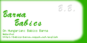 barna babics business card